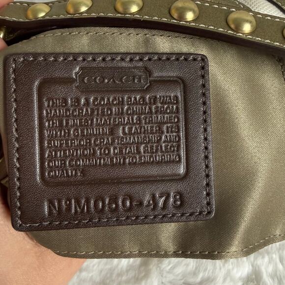 Vintage Coach y2k Rare Pouchette Metallic Bronze Zebra Top Handle Studded Bag - Picture 9 of 9